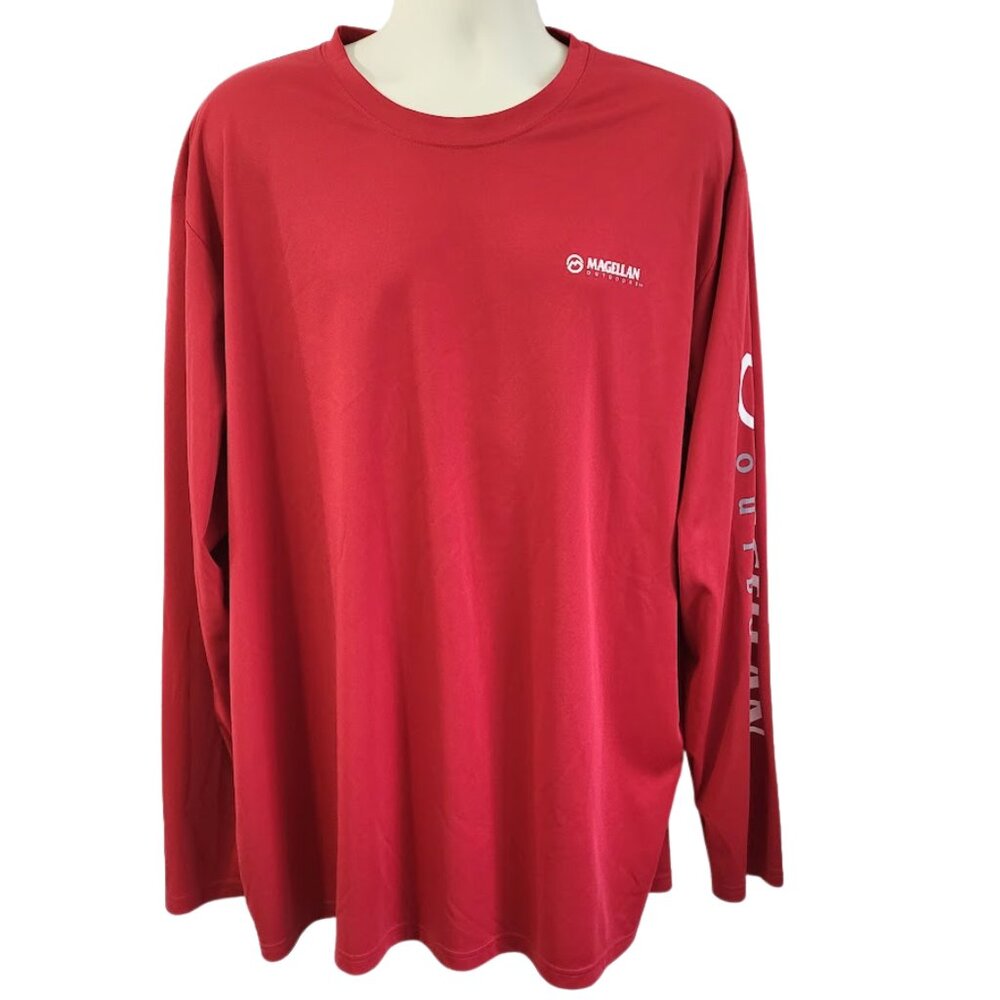 MAGELLAN Outdoors Red Classic Fit Moisture Wicking Fish Gear Shirt - Men's 3XL